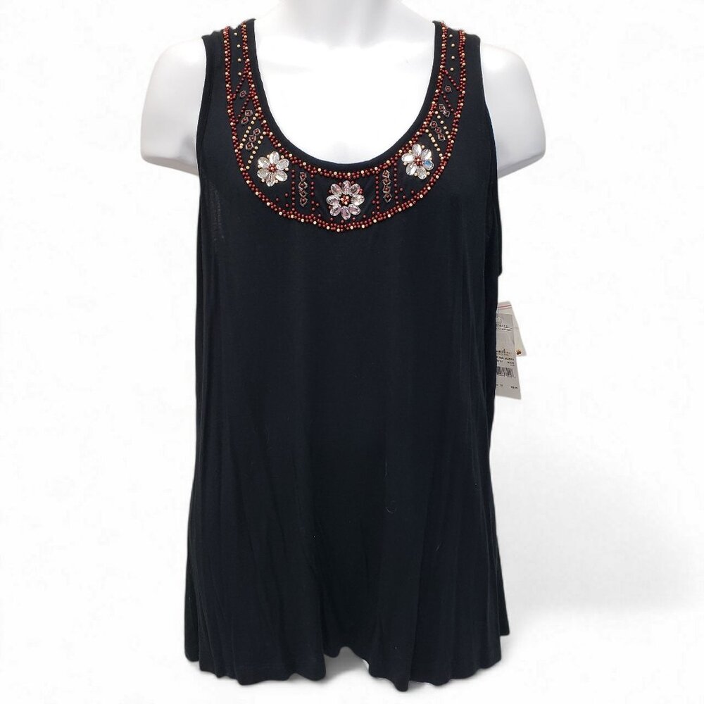 Elementz Womens Sleeveless Beaded Top Size 3X
